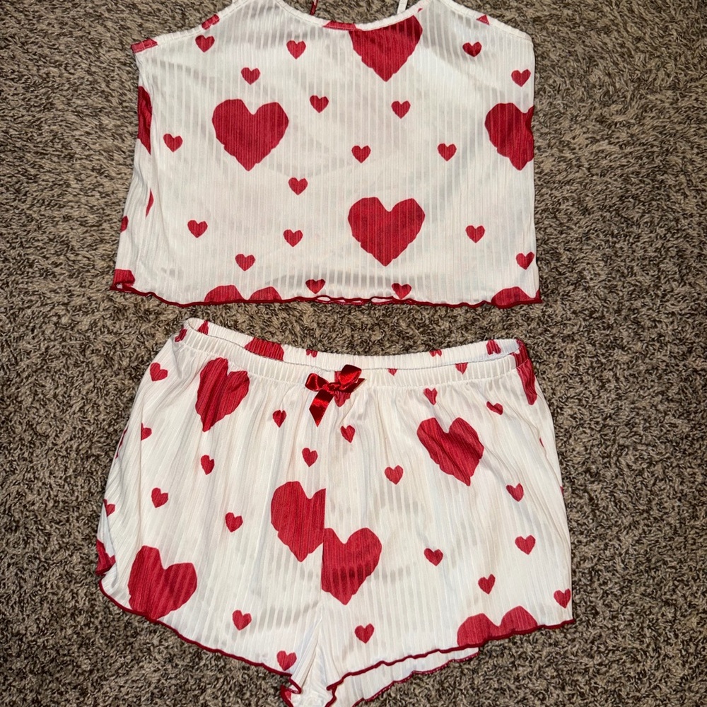 Heart Print Pajama Set